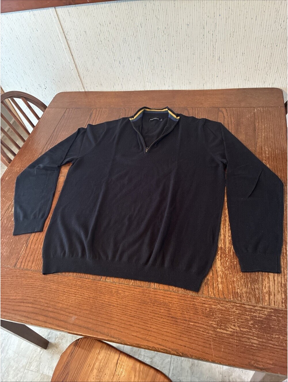 Paul Frederick 1/4 Zip Sweater Men’s  XLT Black Silk Cotton Cashmere Pullover